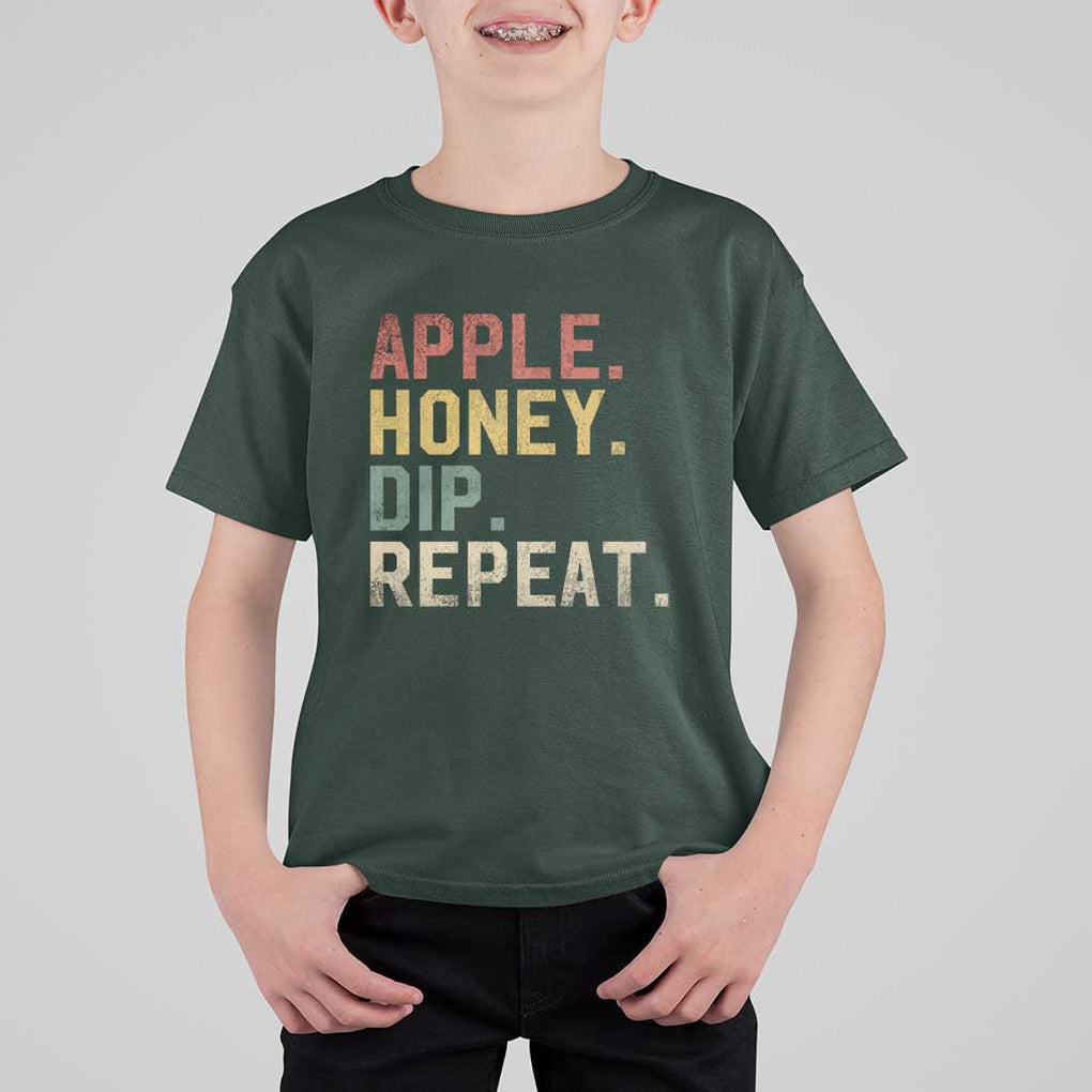 Rosh Hashanah Jewish T Shirt For Kid Apple Honey Dip Repeat TS09 Dark Forest Green Print Your Wear