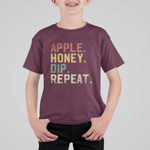 Rosh Hashanah Jewish T Shirt For Kid Apple Honey Dip Repeat TS09 Maroon Print Your Wear