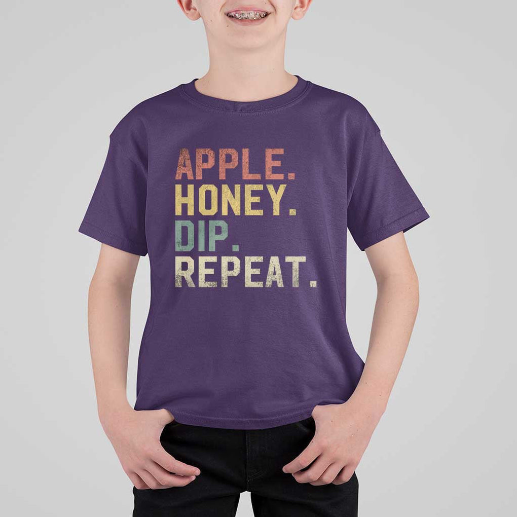 Rosh Hashanah Jewish T Shirt For Kid Apple Honey Dip Repeat TS09 Purple Print Your Wear