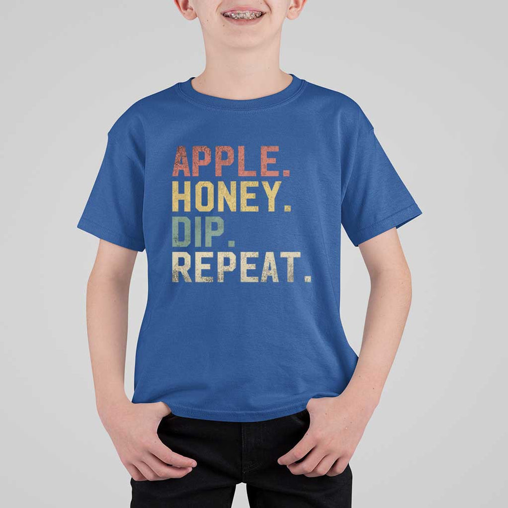 Rosh Hashanah Jewish T Shirt For Kid Apple Honey Dip Repeat TS09 Royal Blue Print Your Wear