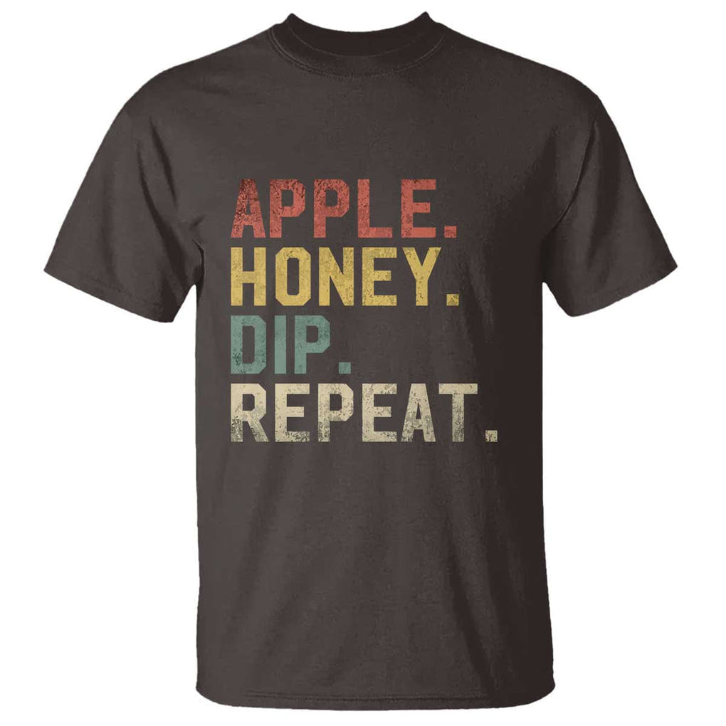 Rosh Hashanah Jewish T Shirt Apple Honey Dip Repeat TS09 Dark Chocolate Print Your Wear