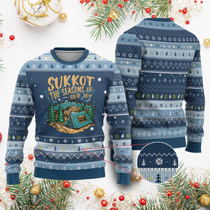 Sukkot Hanukkah Ugly Sweater The Season Of Our Joy Jewish Holiday TS09 Navy Light Blue Print Your Wear