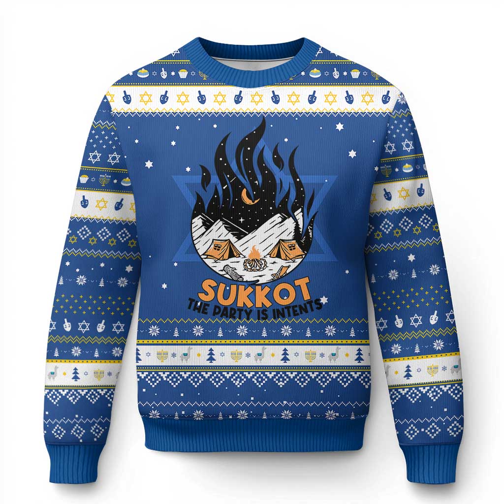 Sukkot Hanukkah Ugly Sweater The Party is Intents Jewish Holiday TS09 Blue White Print Your Wear
