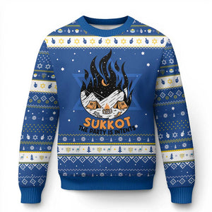 Sukkot Hanukkah Ugly Sweater The Party is Intents Jewish Holiday TS09 Blue White Print Your Wear