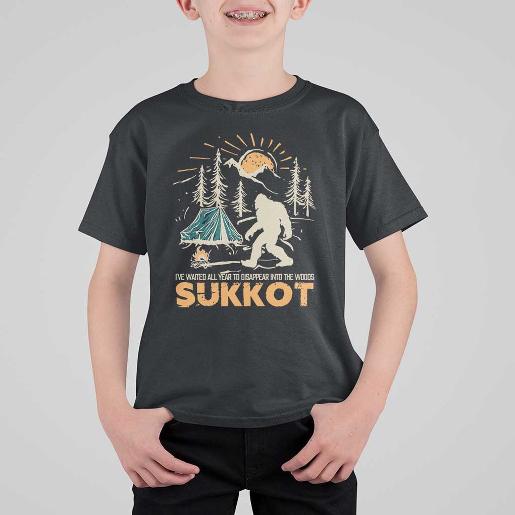 Funny Sukkot T Shirt For Kid I've Waited All Year For Sukkot Bigfoot Jewish Holiday TS09 Black Print Your Wear
