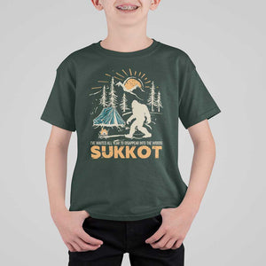 Funny Sukkot T Shirt For Kid I've Waited All Year For Sukkot Bigfoot Jewish Holiday TS09 Dark Forest Green Print Your Wear