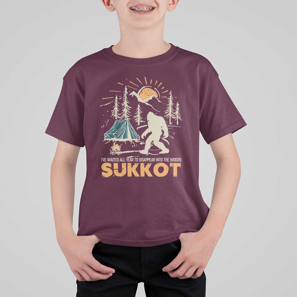 Funny Sukkot T Shirt For Kid I've Waited All Year For Sukkot Bigfoot Jewish Holiday TS09 Maroon Print Your Wear
