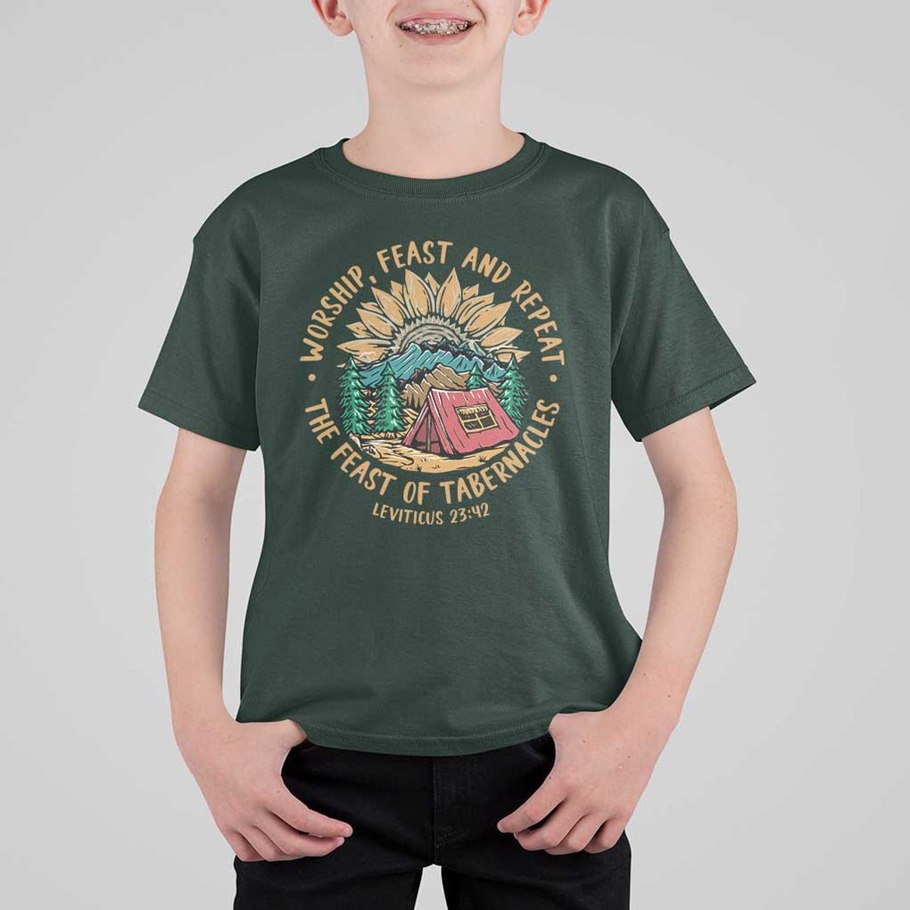 Sukkot T Shirt For Kid The Feast of Tabernacles Jewish Holiday TS09 Dark Forest Green Print Your Wear