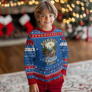 Sukkot Hanukkah Ugly Sweater The Original Camping Festival Vintage Jewish Holiday TS09 Blue Red Print Your Wear