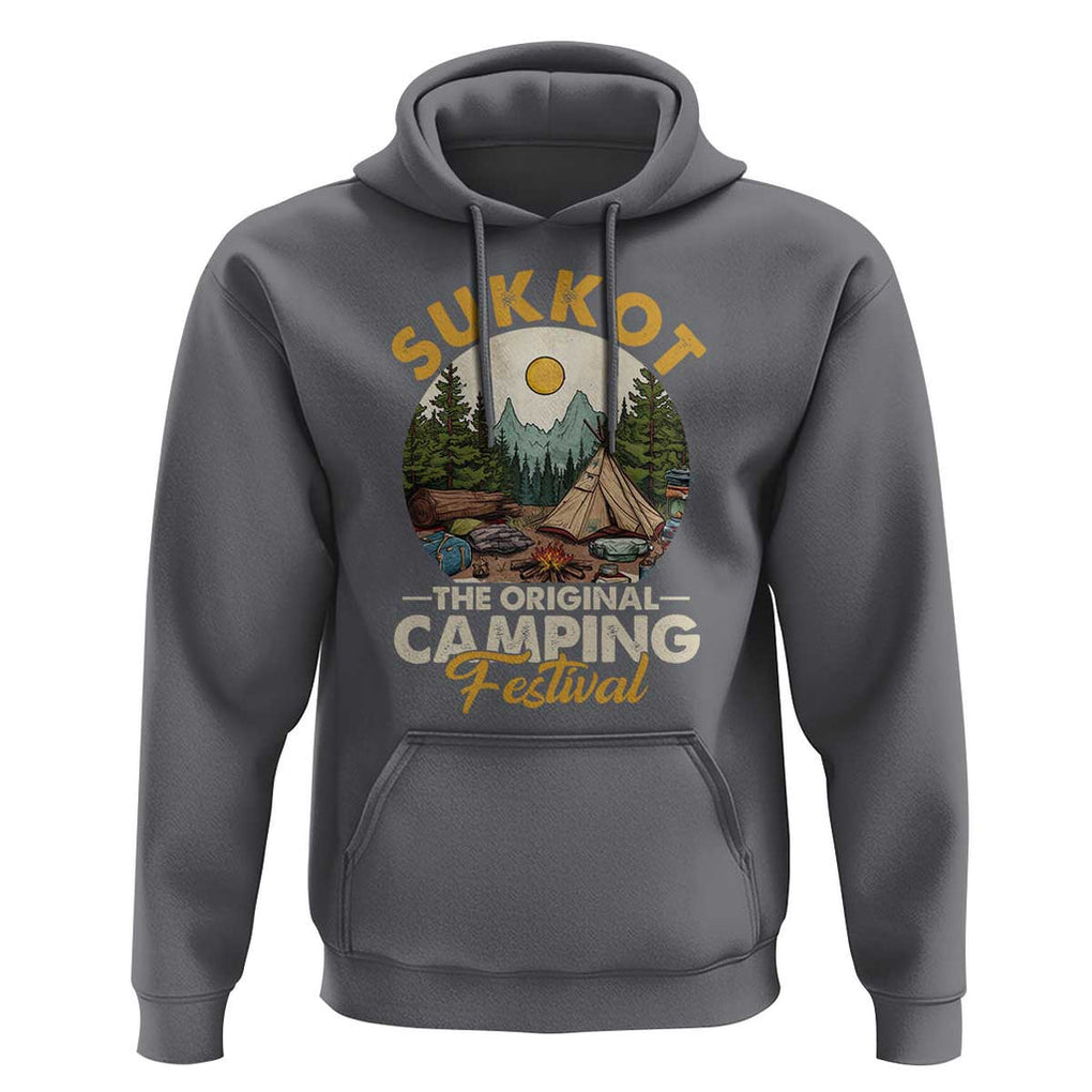 Sukkot Hoodie The Original Camping Festival Vintage Jewish Holiday TS09 Charcoal Print Your Wear