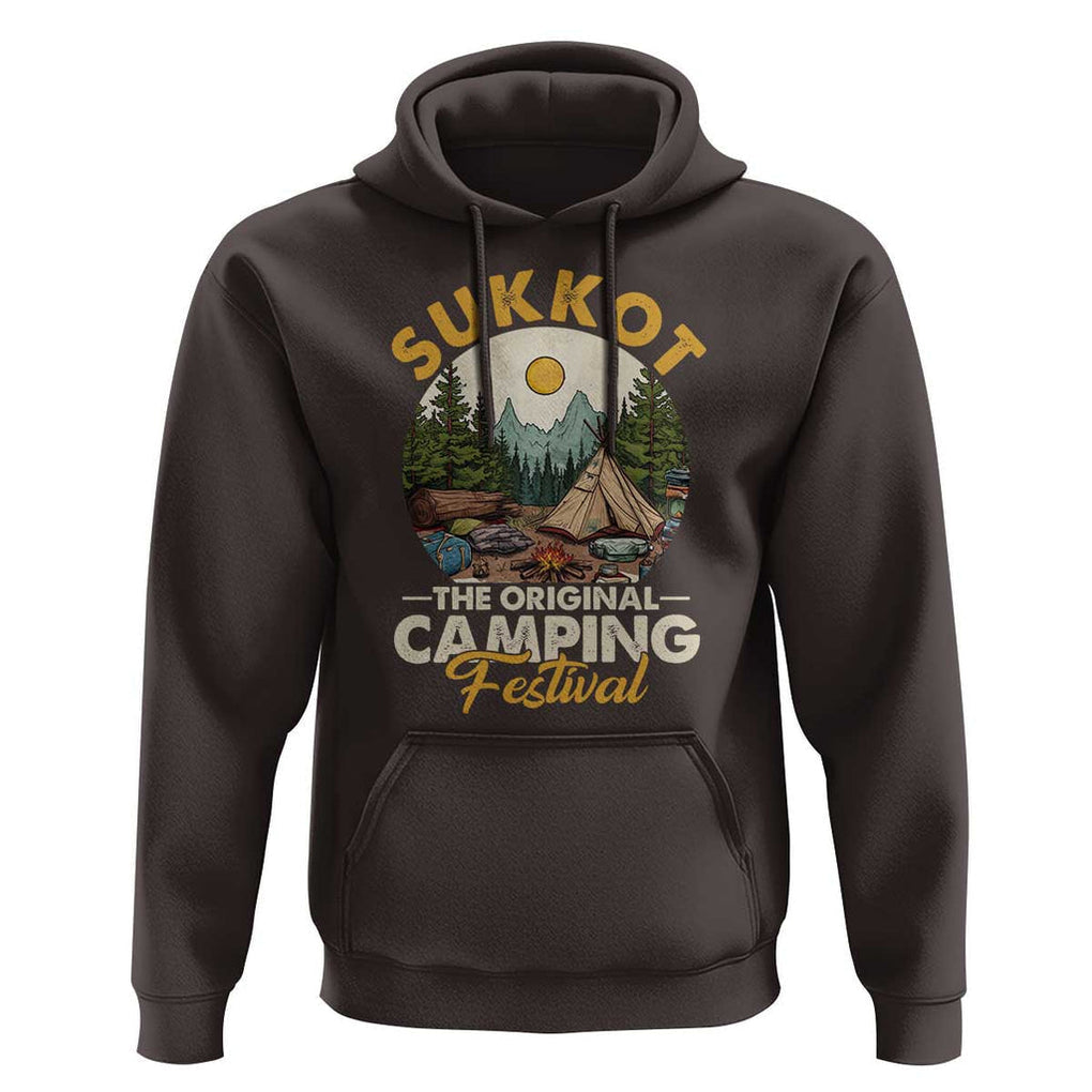 Sukkot Hoodie The Original Camping Festival Vintage Jewish Holiday TS09 Dark Chocolate Print Your Wear