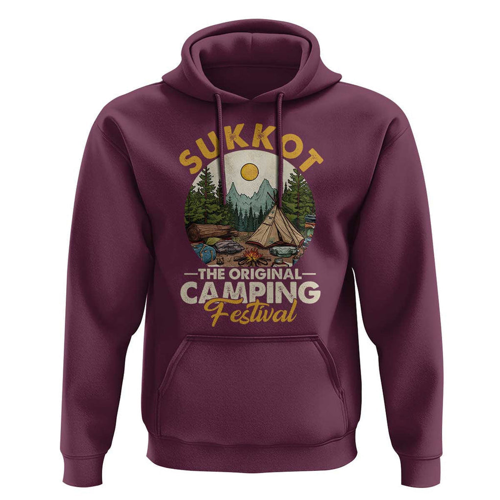 Sukkot Hoodie The Original Camping Festival Vintage Jewish Holiday TS09 Maroon Print Your Wear