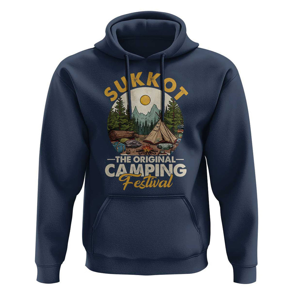 Sukkot Hoodie The Original Camping Festival Vintage Jewish Holiday TS09 Navy Print Your Wear