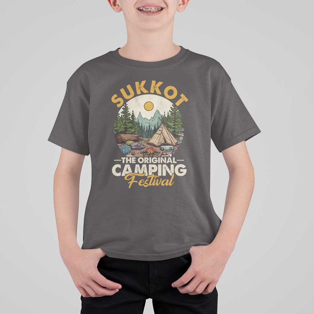 Sukkot T Shirt For Kid The Original Camping Festival Vintage Jewish Holiday TS09 Dark Chocolate Print Your Wear