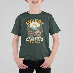 Sukkot T Shirt For Kid The Original Camping Festival Vintage Jewish Holiday TS09 Dark Forest Green Print Your Wear