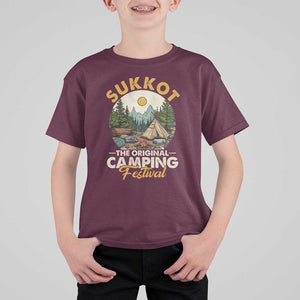 Sukkot T Shirt For Kid The Original Camping Festival Vintage Jewish Holiday TS09 Maroon Print Your Wear