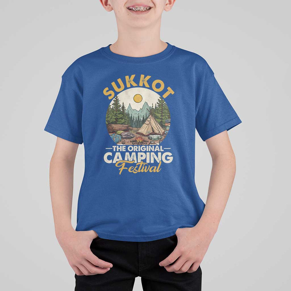 Sukkot T Shirt For Kid The Original Camping Festival Vintage Jewish Holiday TS09 Royal Blue Print Your Wear