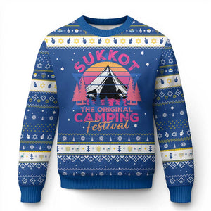 Sukkot Hanukkah Ugly Sweater The Original Camping Festival Jewish Holiday TS09 Blue White Print Your Wear