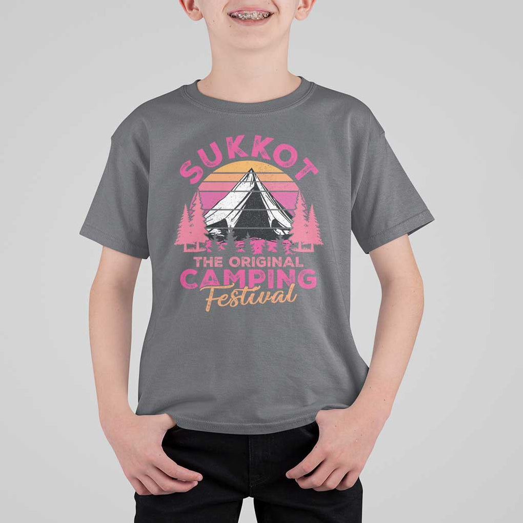 Sukkot T Shirt For Kid The Original Camping Festival Jewish Holiday TS09 Charcoal Print Your Wear
