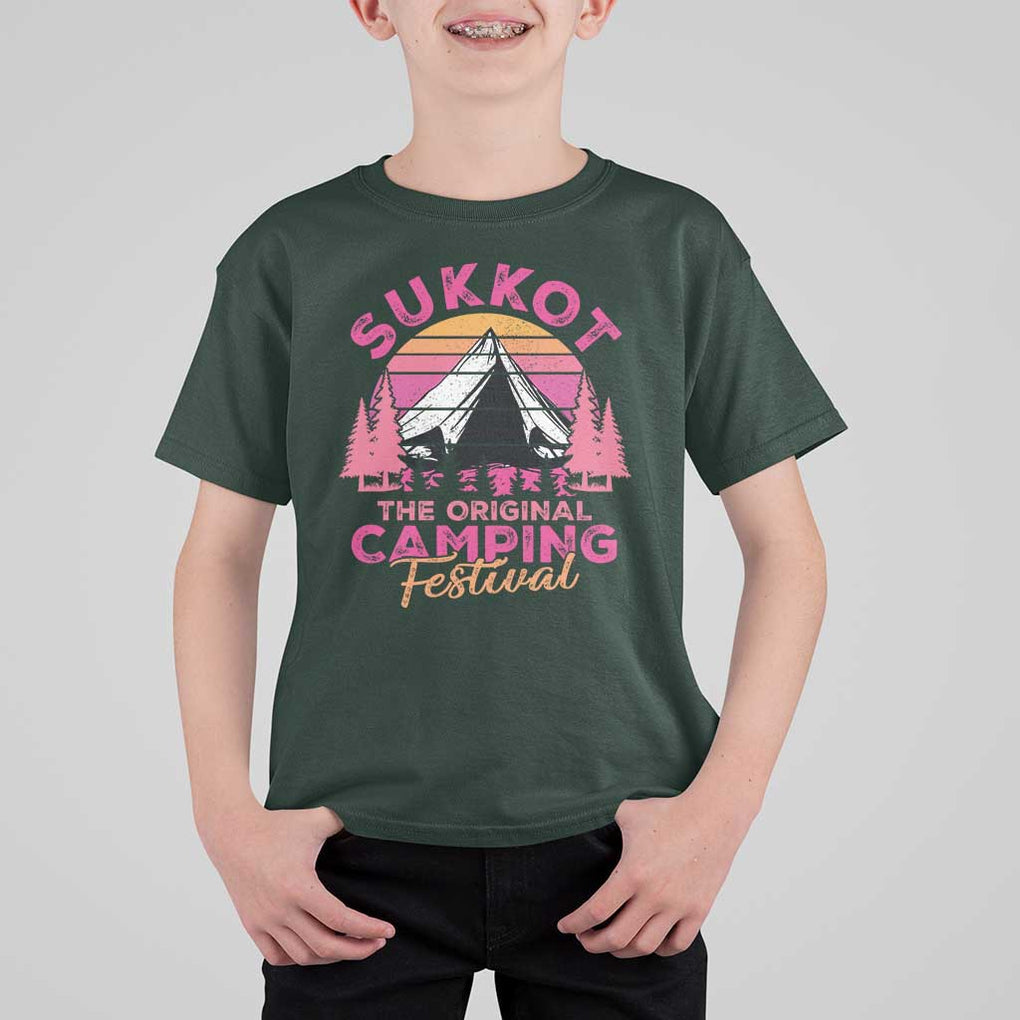 Sukkot T Shirt For Kid The Original Camping Festival Jewish Holiday TS09 Dark Forest Green Print Your Wear
