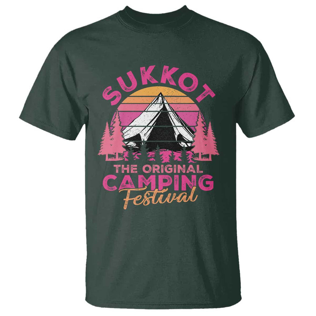 Sukkot T Shirt The Original Camping Festival Jewish Holiday TS09 Dark Forest Green Print Your Wear