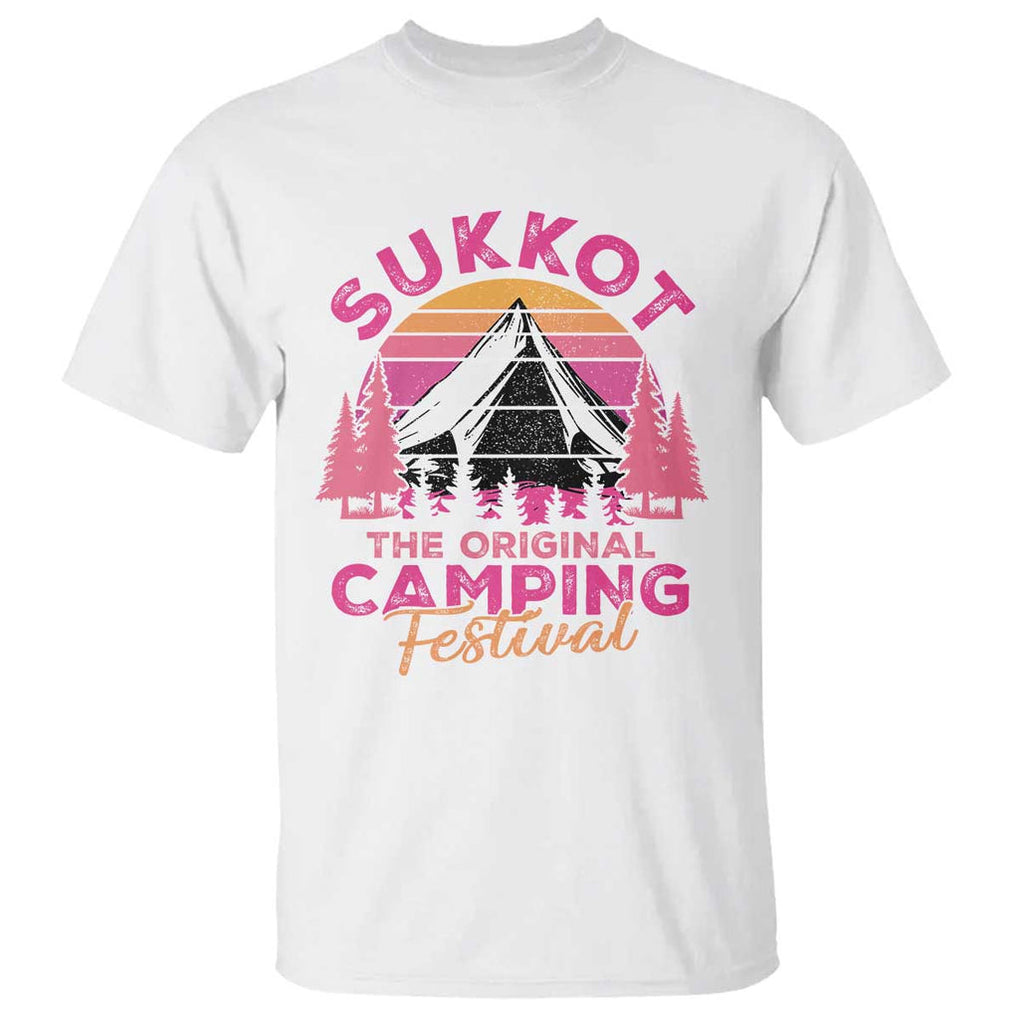 Sukkot T Shirt The Original Camping Festival Jewish Holiday TS09 White Print Your Wear
