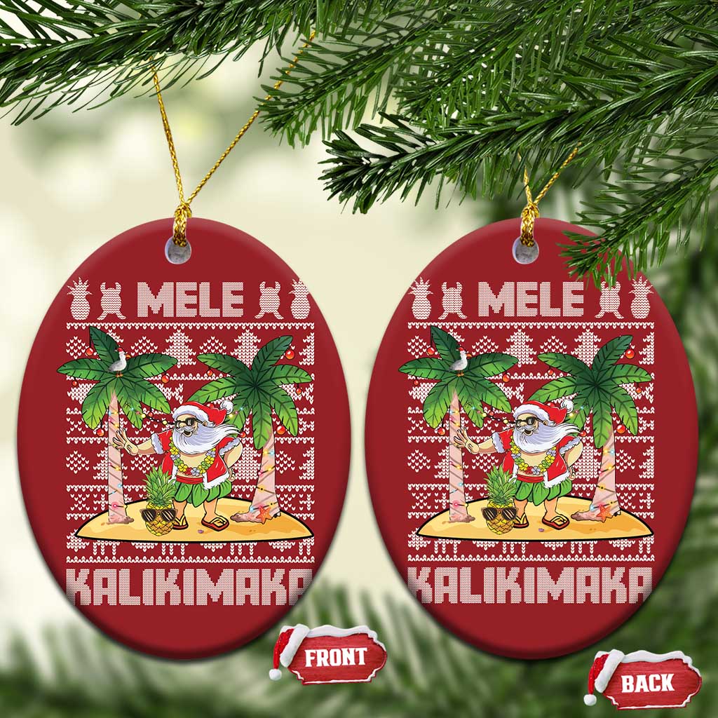 Xmas In Hawaii Christmas Ornament Mele Kalikimaka Santa Hawaiian Christmas Hula Dance TS09 Oval Red Print Your Wear