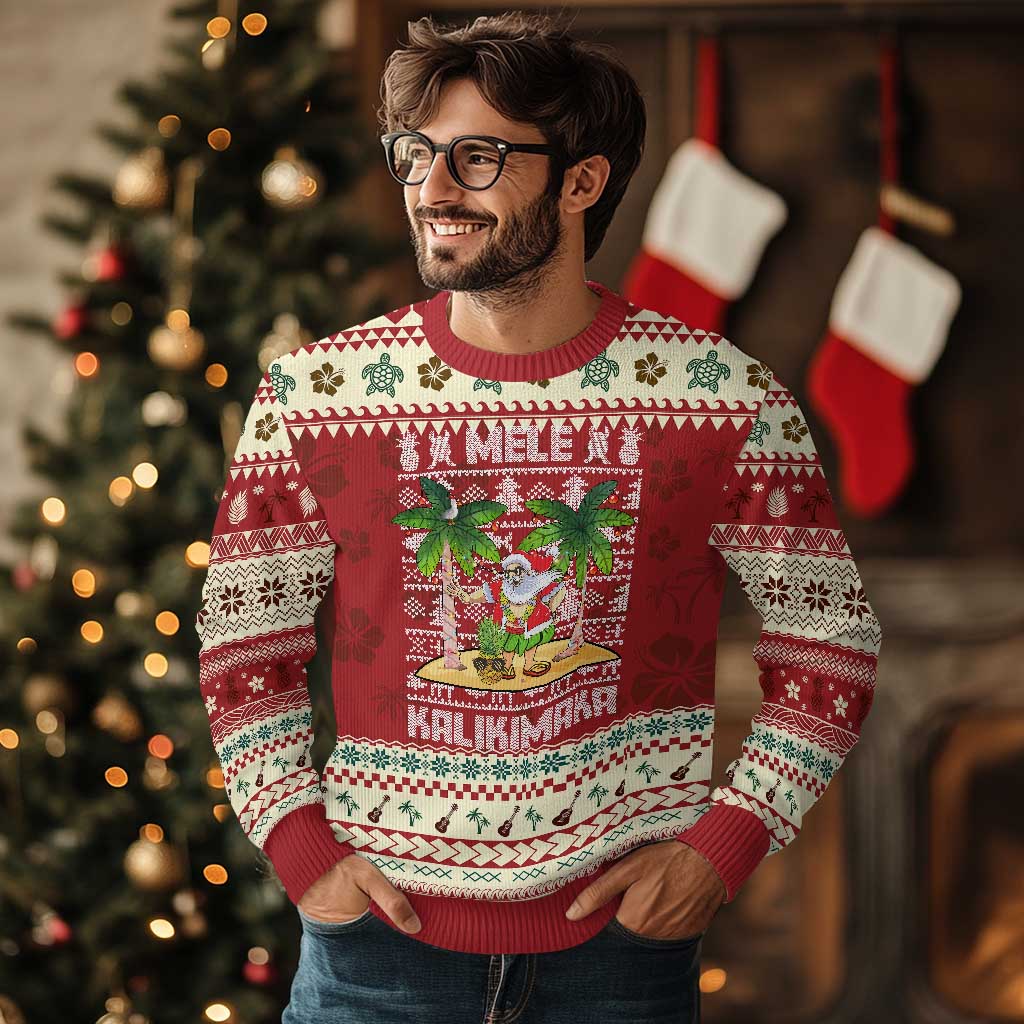 Xmas In Hawaii Ugly Christmas Sweater Mele Kalikimaka Santa Hawaiian Christmas Hula Dance TS09 Hibiscus Print Your Wear