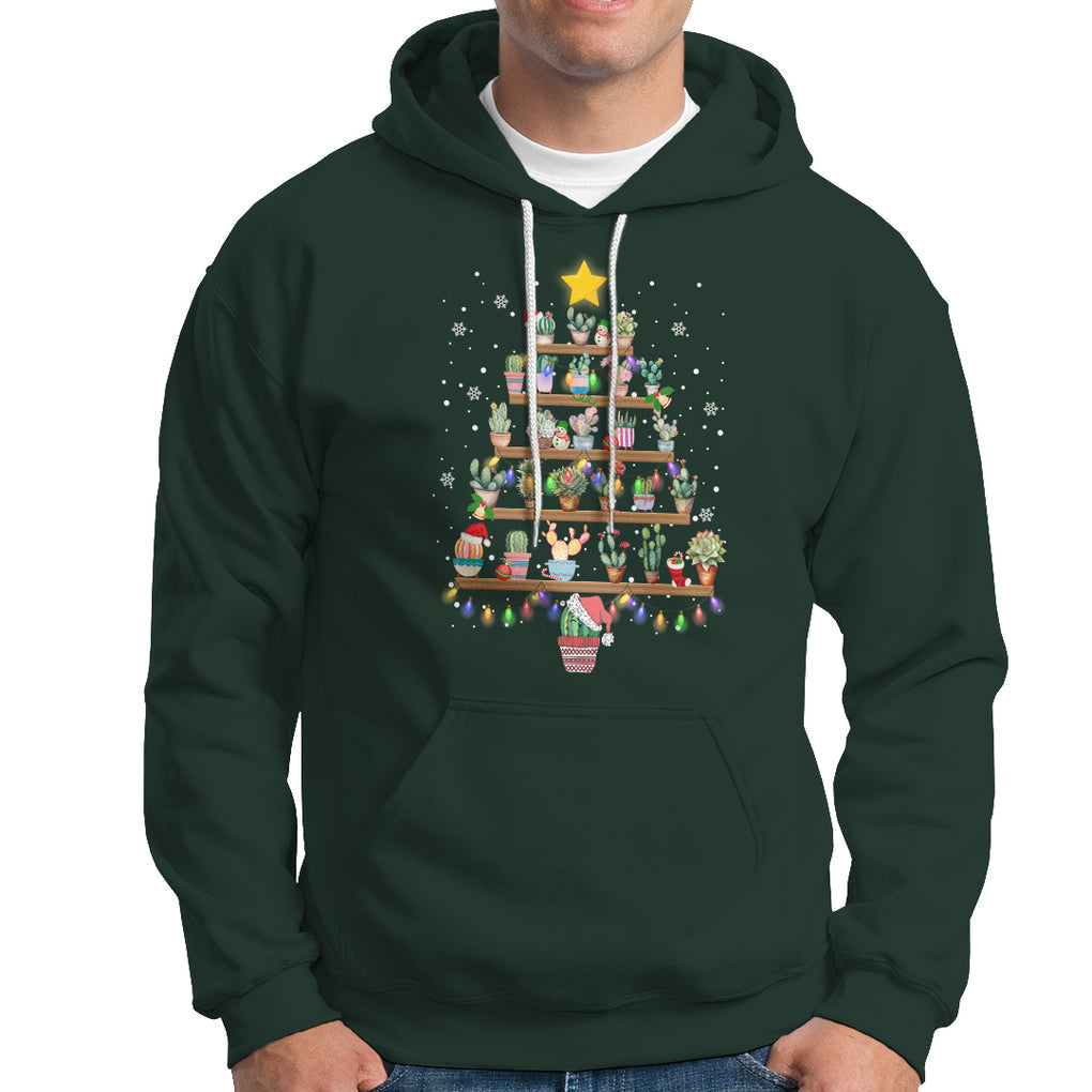 Succulent Christmas Tree Cactus Gardener Hoodie TS09 Dark Forest Green Printyourwear