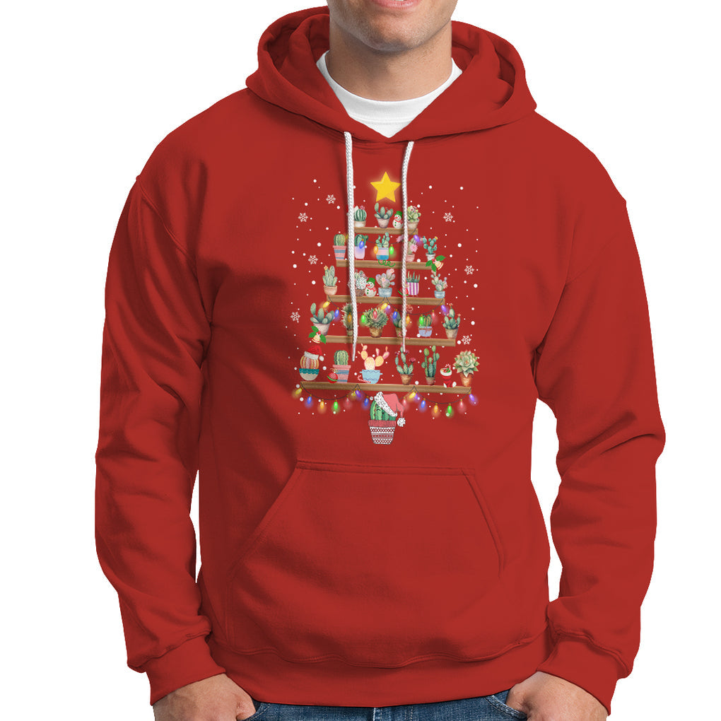 Succulent Christmas Tree Cactus Gardener Hoodie TS09 Red Printyourwear