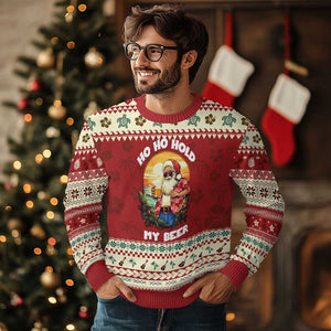 Xmas In Hawaii Ugly Christmas Sweater Ho Ho Hold My Beer Cool Santa Sunglass TS09 Hibiscus Print Your Wear