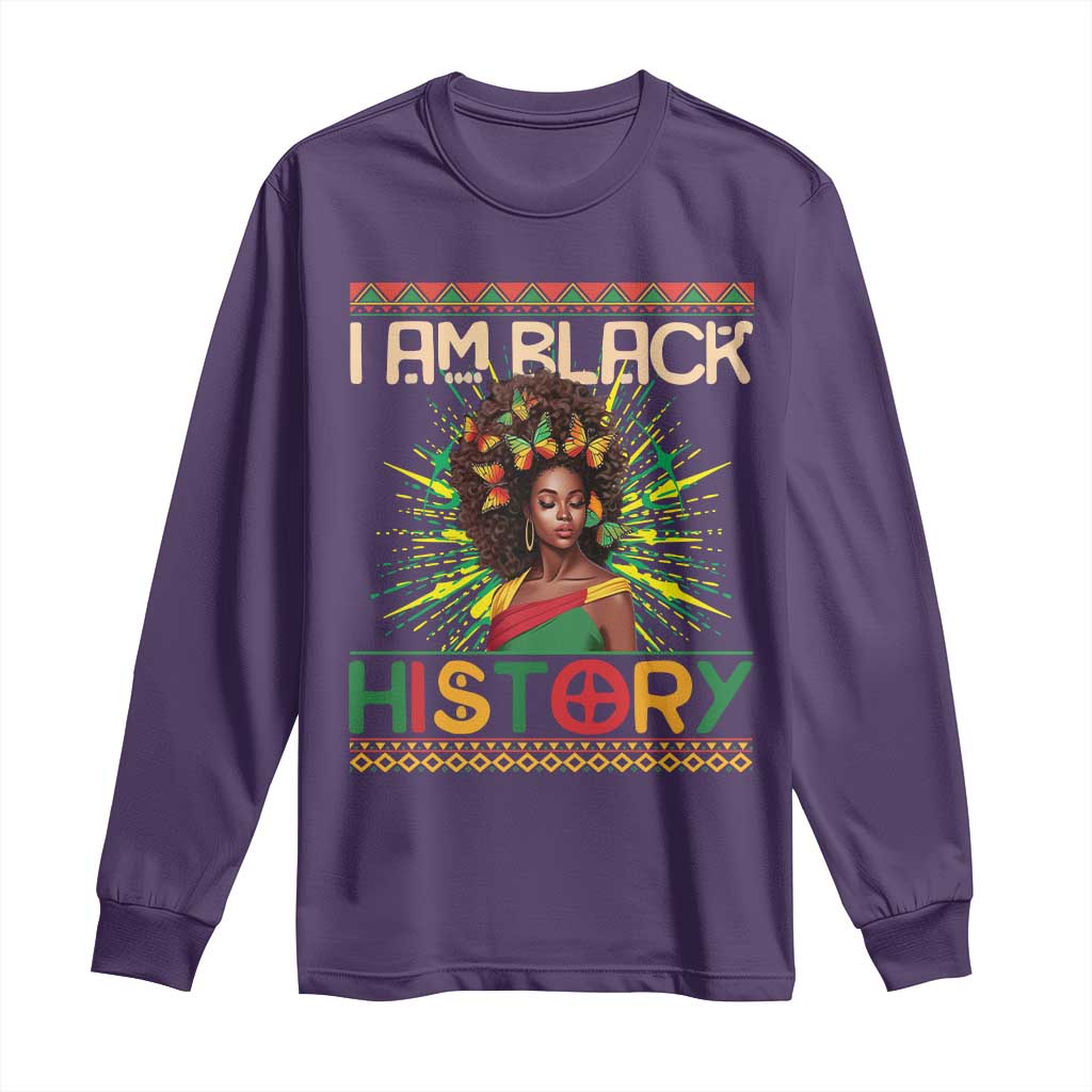 I Am Black History Long Sleeve Shirt Pretty African American Women Butterfly TS09 Purple Print Your Wear