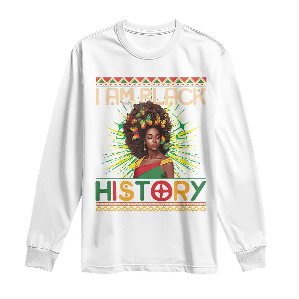 I Am Black History Long Sleeve Shirt Pretty African American Women Butterfly TS09 White Print Your Wear