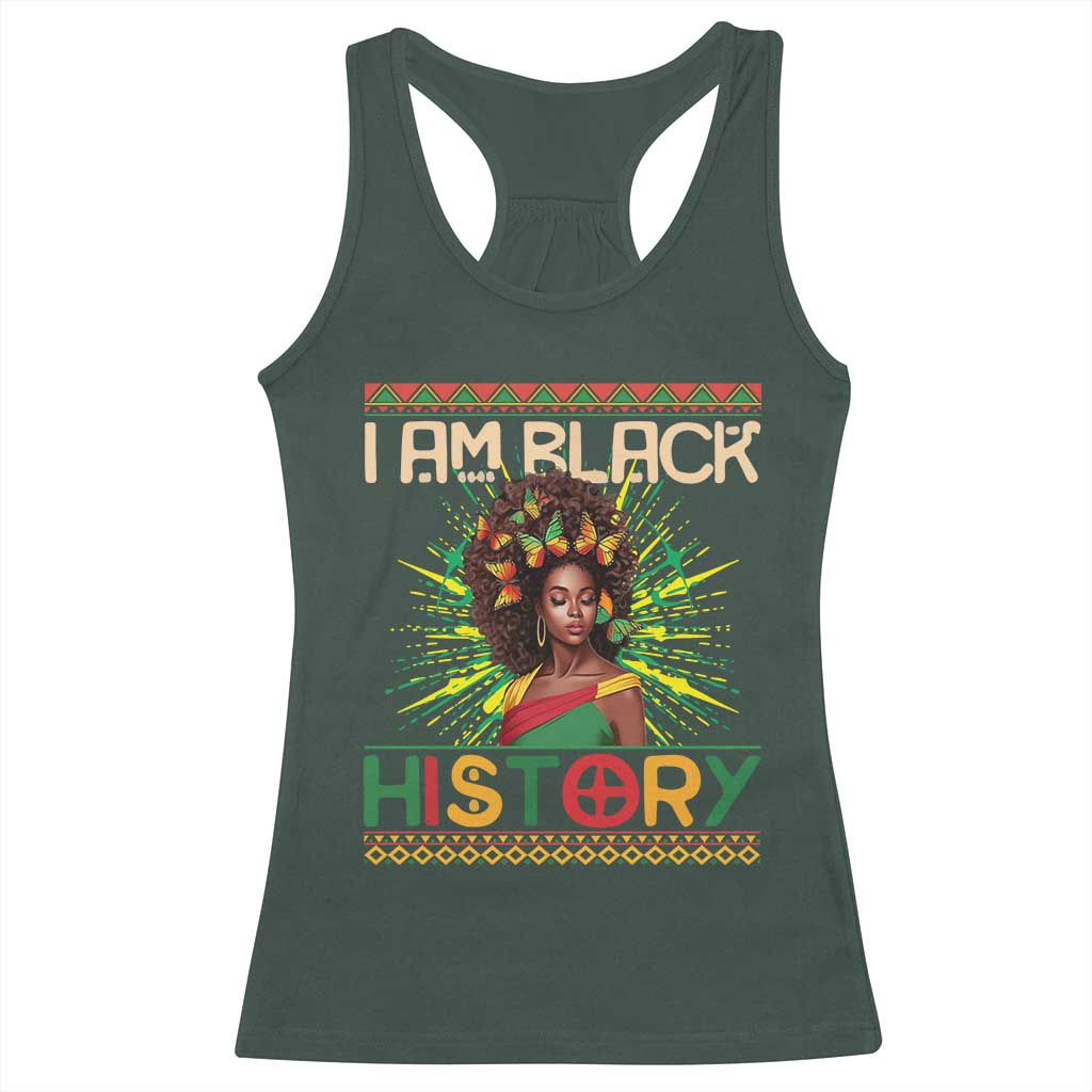 I Am Black History Racerback Tank Top Pretty African American Women Butterfly TS09 Dark Forest Green Print Your Wear