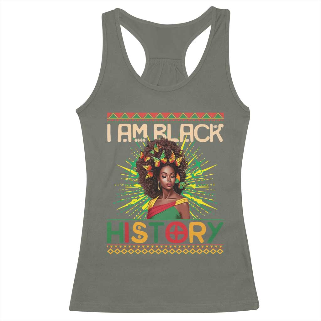 I Am Black History Racerback Tank Top Pretty African American Women Butterfly TS09 Military Green Print Your Wear
