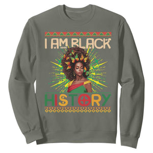 I Am Black History African American Women Pretty Butterfly Sweatshirt TS09 Military Green Printyourwear