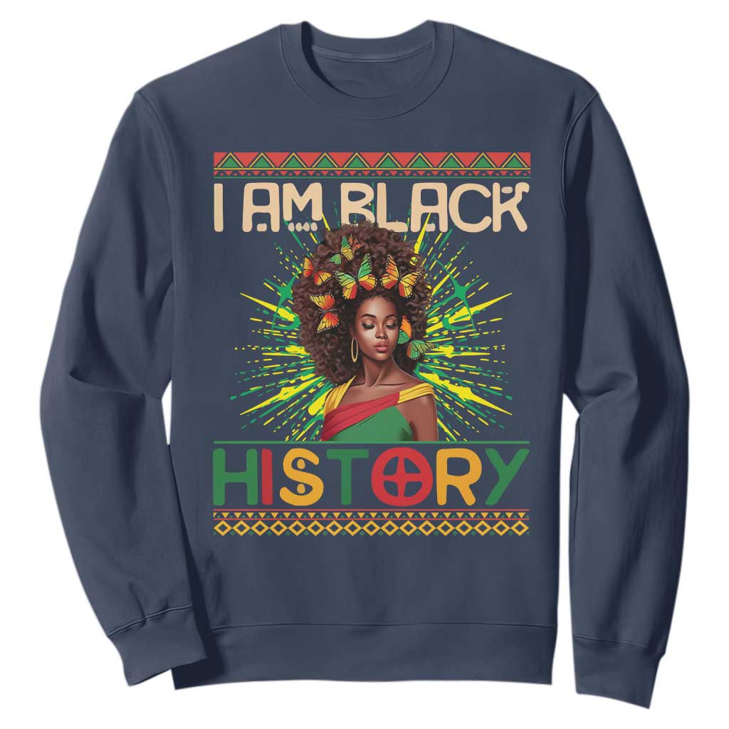 I Am Black History African American Women Pretty Butterfly Sweatshirt TS09 Navy Printyourwear
