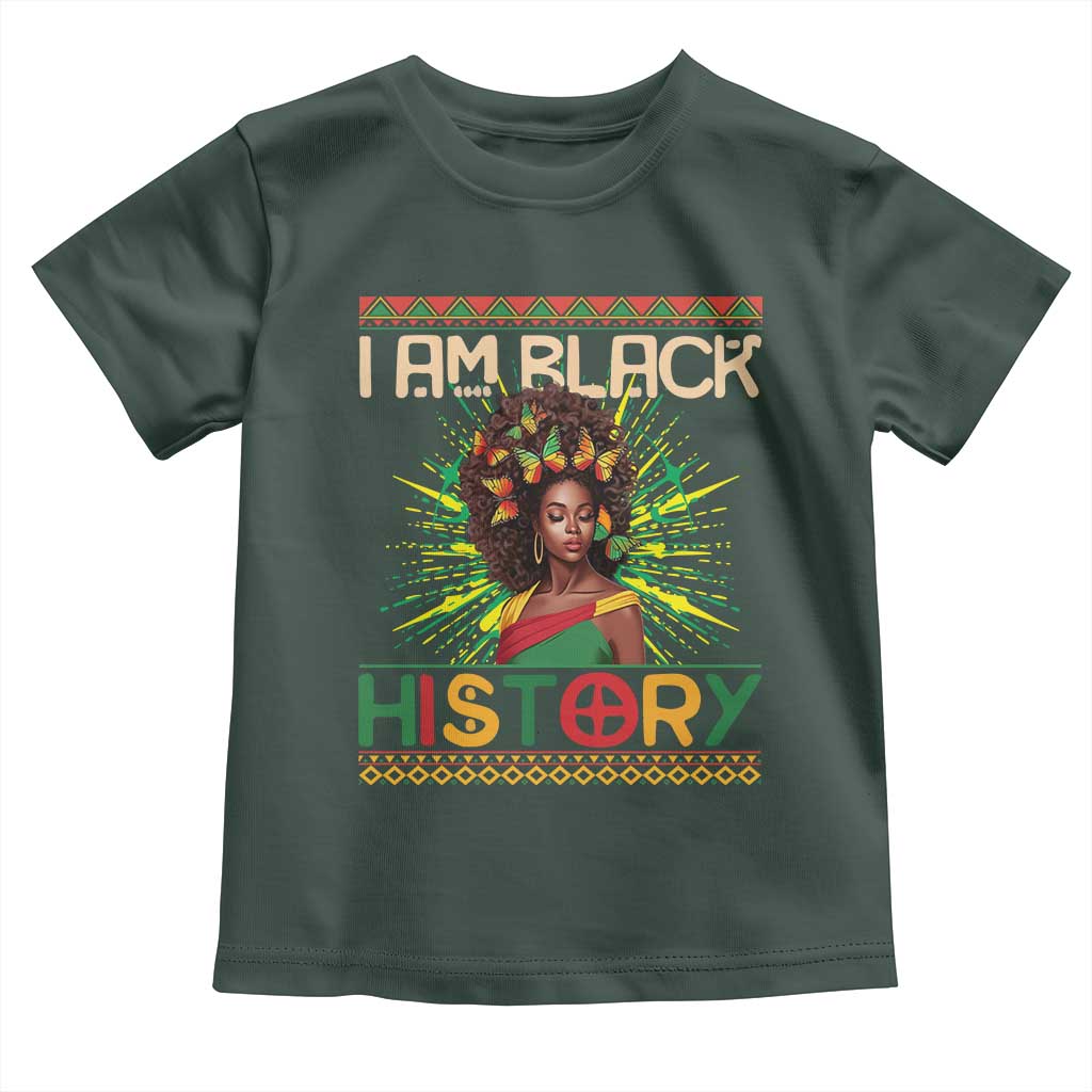 I Am Black History Toddler T Shirt Pretty African American Women Butterfly TS09 Dark Forest Green Print Your Wear