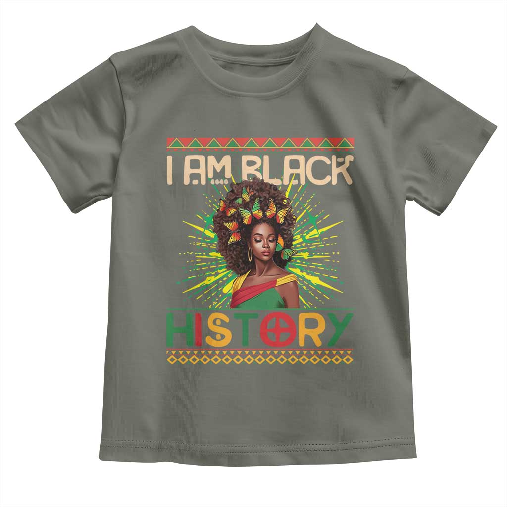 I Am Black History Toddler T Shirt Pretty African American Women Butterfly TS09 Military Green Print Your Wear