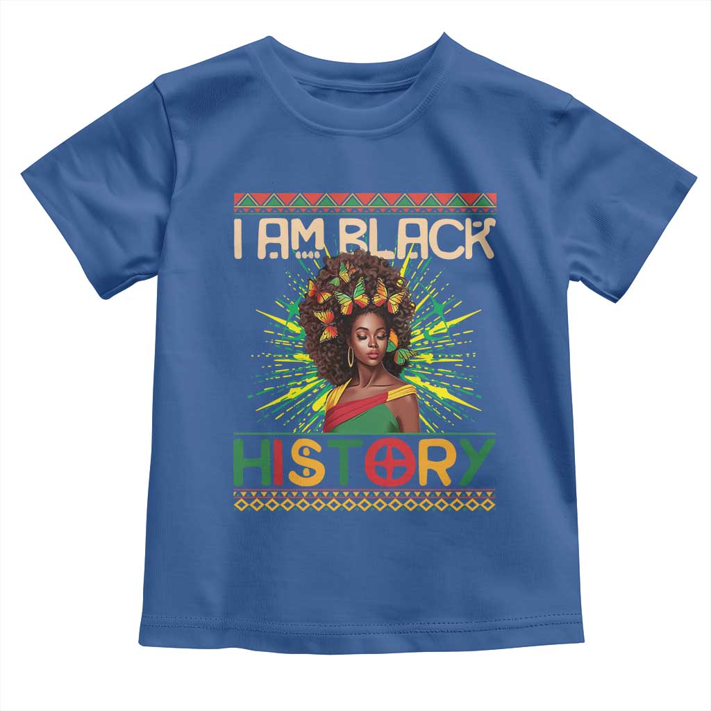 I Am Black History Toddler T Shirt Pretty African American Women Butterfly TS09 Royal Blue Print Your Wear