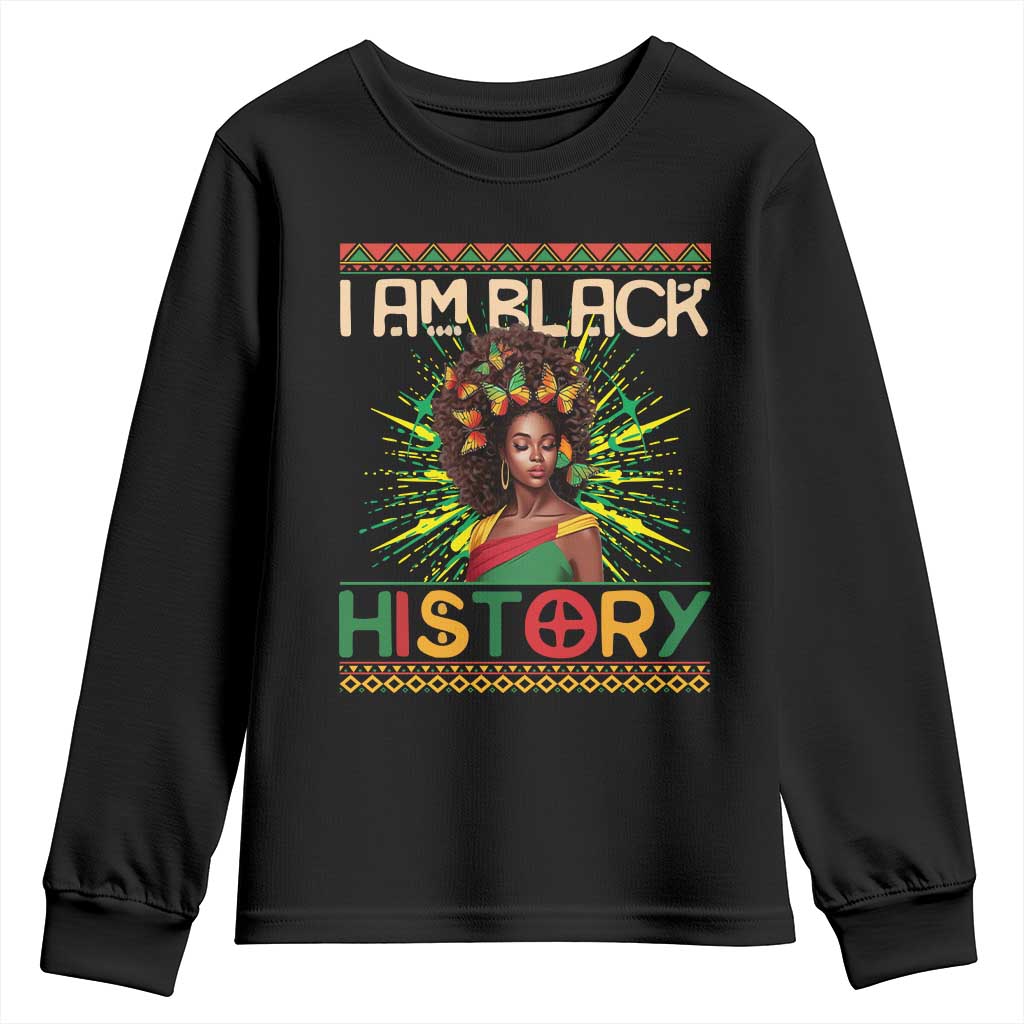 I Am Black History Youth Sweatshirt Pretty African American Women Butterfly TS09 Black Print Your Wear