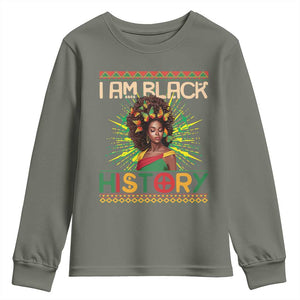 I Am Black History Youth Sweatshirt Pretty African American Women Butterfly TS09 Military Green Print Your Wear