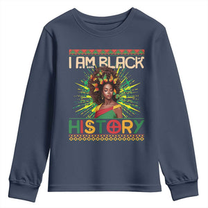 I Am Black History Youth Sweatshirt Pretty African American Women Butterfly TS09 Navy Print Your Wear