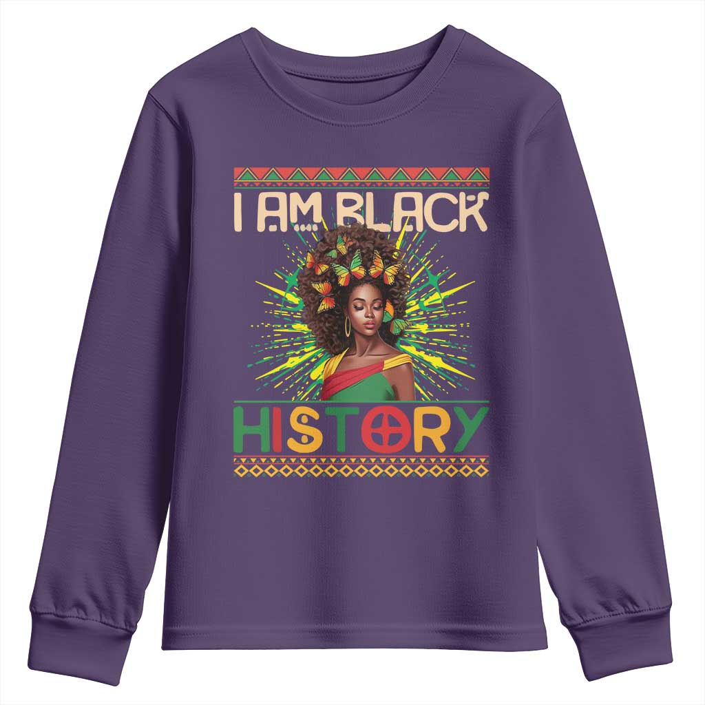 I Am Black History Youth Sweatshirt Pretty African American Women Butterfly TS09 Purple Print Your Wear