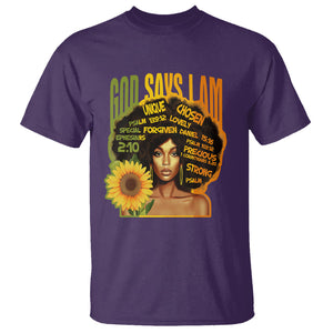 God Says I Am Melanin Strong Unique Black Women Sunflower T Shirt TS09 Purple Printyourwear