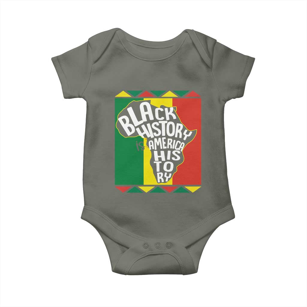 African American Pride Baby Onesie Black History Is American History TS09 Military Green Print Your Wear