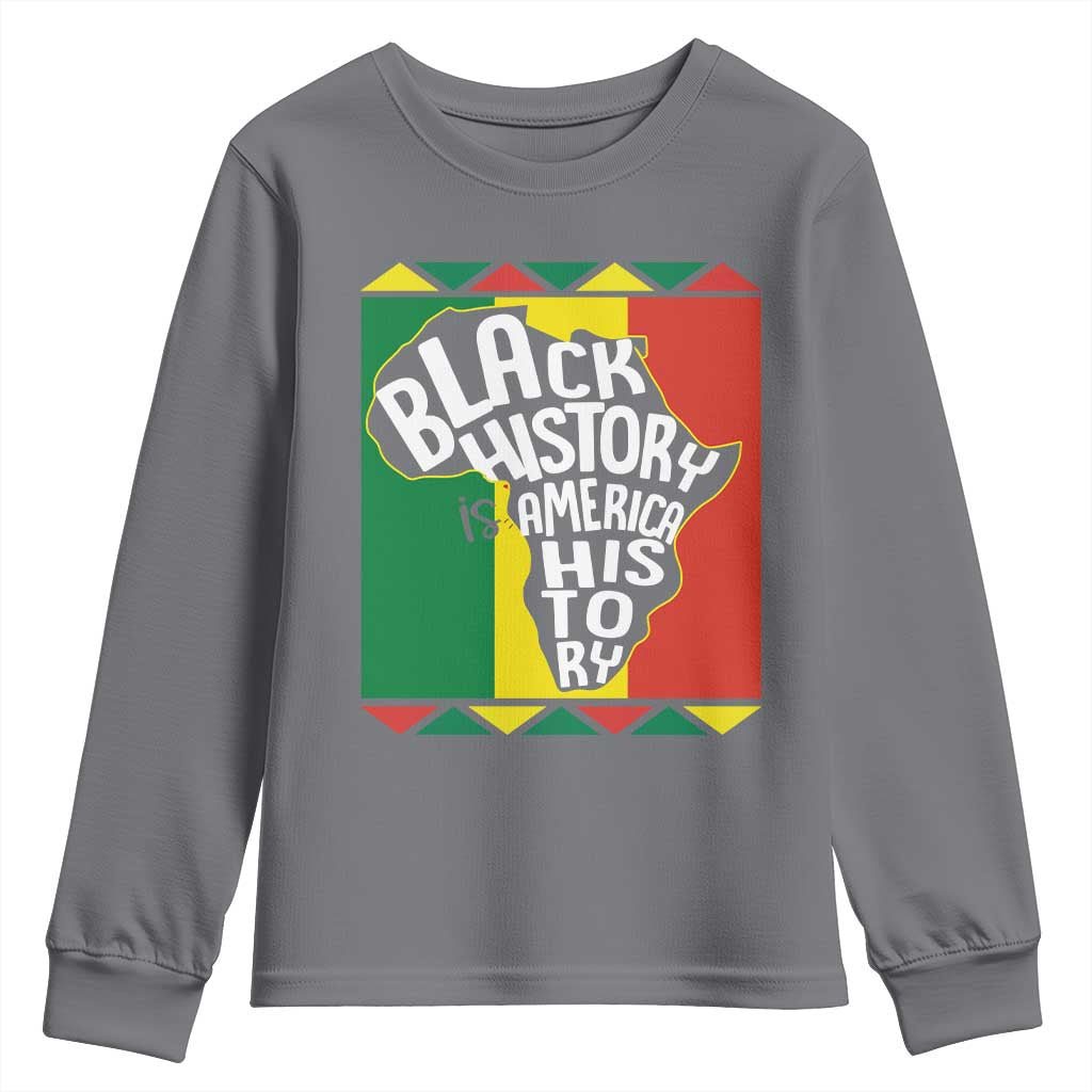 African American Pride Youth Sweatshirt Black History Is American History TS09 Charcoal Print Your Wear