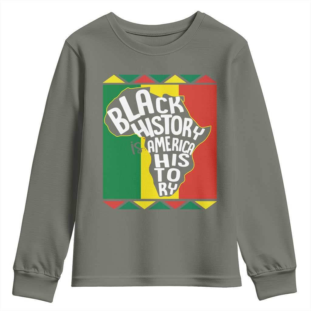 African American Pride Youth Sweatshirt Black History Is American History TS09 Military Green Print Your Wear