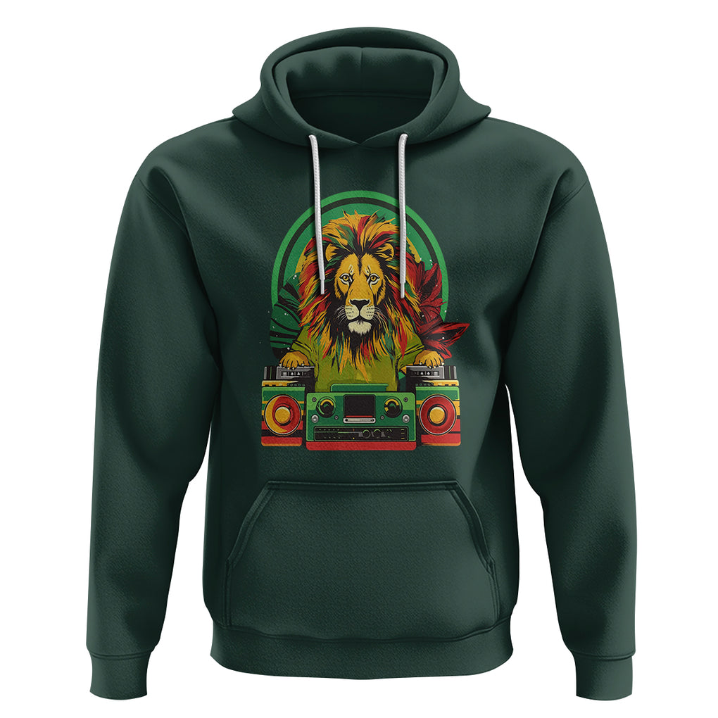 Rasta Reggae Music Headphones Jamaican Pride Lion Boombox Hoodie TS09 Dark Forest Green Printyourwear
