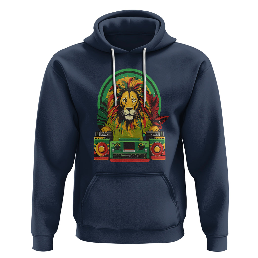 Rasta Reggae Music Headphones Jamaican Pride Lion Boombox Hoodie TS09 Navy Printyourwear